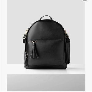 Skip Hop Diaper Bag backpack Changing Pad + Stroller Straps, Vegan Leather Black